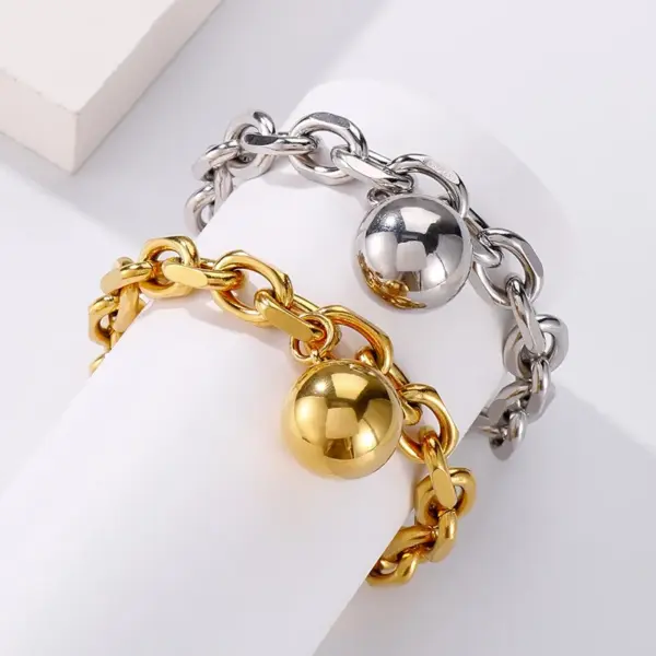 Wholesale PVD Coated 18K Gold Plated Geometric Stainless Steel Fashion Waterproof Non Tarnish Titanium Steel Bracelets