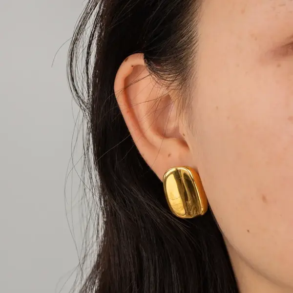 Wholesale 304 Stainless Steel Rectangle PVD Coated 18K Gold Plated Real Gold Plated Commute Waterproof Non Tarnish Plating Earrings