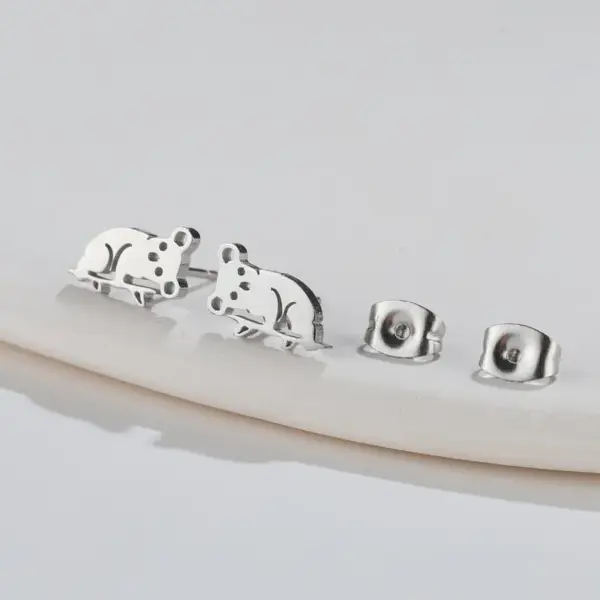 oly-0e10142ee6e35f24463651c01c8a38f4 Wholesale PVD Coated 18K Gold Real Gold Plated Animal 304 Stainless Steel Fashion Waterproof Non Tarnish Ear Studs