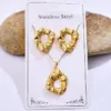 Wholesale Rack Plated Long-Lasting Plated PVD Coated 14K Gold Plated K Gold Plated Heart Shape Flower 304 Stainless Steel Steel Casual Cute Lady Jewelry Set