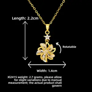 XL2415 Rotating Star Windmill Necklace / Gold