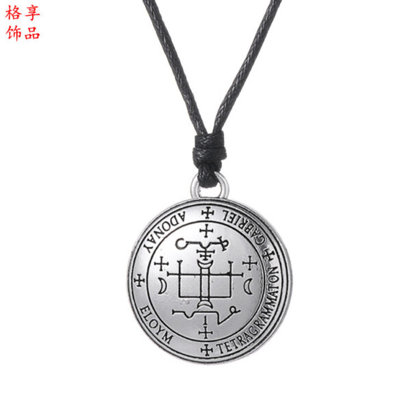 Wholesale European and American Cross-border Foreign Trade Hip-hop Style Solomon Gothic Seven Wax Line Rope Archangel Enoch Necklace