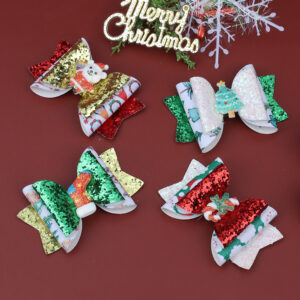 Wholesale Christmas Cartoon Christmas Tree Party Children's Headdress Bow Hairpin