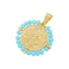Wholesale Hip-Hop Retro Round Virgin Mary Copper Plating Inlay Carving 18K Gold Plated Zircon