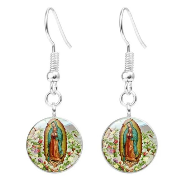 Wholesale European and American fashion creative jewelry suit Virgin Mary pendant time gem necklace earrings bracelet