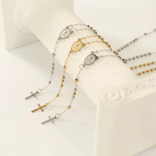 Wholesale Jewelry Simple Style Cross Titanium Steel Plating Necklace