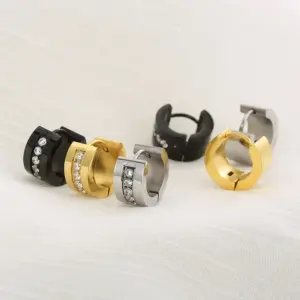 Wholesale PVD Coated 18K Gold Plated Solid Color Stainless Steel Luxurious Waterproof Non Tarnish Earrings