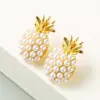Pineapple Inlaid Pearls Alloy Artificial Gemstones Stud Earrings