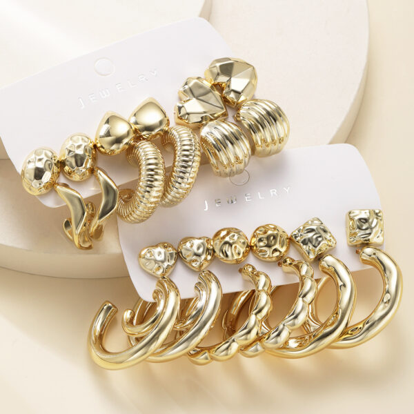 Wholesale Europe and the United States cross-border fashion personality simple irregular CCB water drop love earrings 12 piece set card in stock