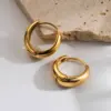 Wholesale 1 Pair Basic Classic Style Solid Color 304 Stainless Steel 18K Gold Plated Hoop Earrings