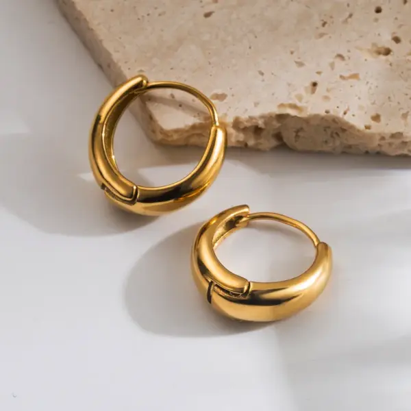 Wholesale 1 Pair Basic Classic Style Solid Color 304 Stainless Steel 18K Gold Plated Hoop Earrings