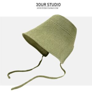 Cotton and linen straw sun hat-fruit Green / 55-60cm