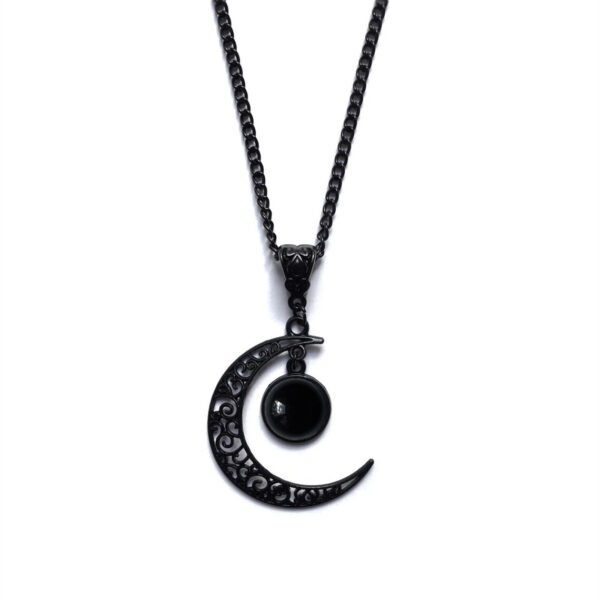 Wholesale Cross-border trade Amazon Gothic Bohemian style black silk crescent necklace factory direct sales