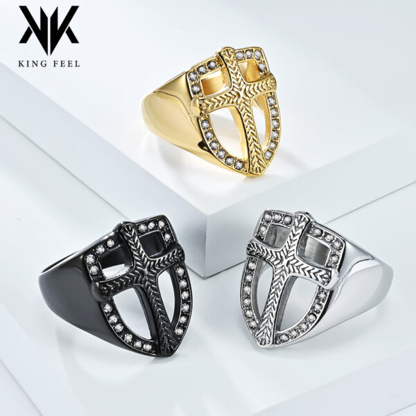 oly-0e442b2ffeb046773f931fdb8a08035a Wholesale Cross-border Amazon Hot Shield Cross Ring Men's Personality Retro Diamond-encrusted Fashion Finger Ring