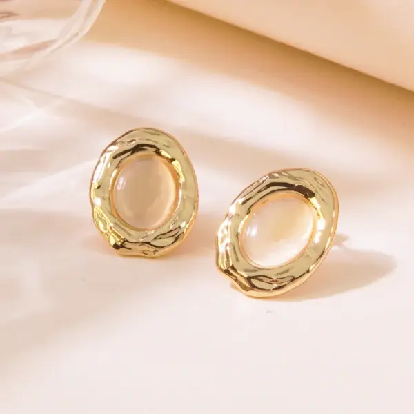 304 Stainless Steel Plastic Geometric Electroplating Imitation Gold Fairy Style Vintage Style Tropical Ear Studs