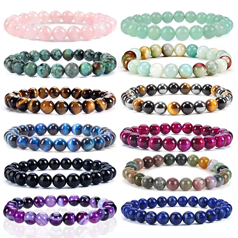 Wholesale Simple Style Classic Style Round Natural Stone Bracelets In Bulk