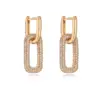 Wholesale Aogu European And American Ins Niche Copper Gold Plated Inlaid Zircon Geometric Earrings Female Affordable Luxury Fashion High-grade All-match Earrings