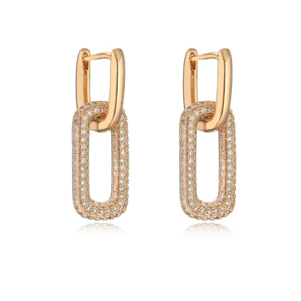Wholesale Aogu European And American Ins Niche Copper Gold Plated Inlaid Zircon Geometric Earrings Female Affordable Luxury Fashion High-grade All-match Earrings