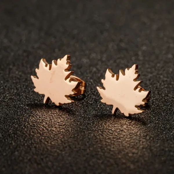 Wholesale PVD Coated 18K Gold Real Gold Plated Maple Leaf Solid Color Notes 304 Stainless Steel Modern Style Sweet Waterproof Non Tarnish Ear Studs