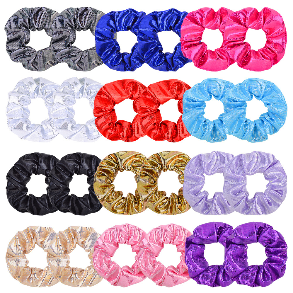 Wholesale bronzing solid color large intestine ring hair ring laser fabric large intestine ring headess