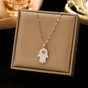297 Palm Eye Necklace-Silver