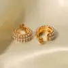 1 Pair Retro Geometric 316 Stainless Steel Artificial Pearls PVD Coated Hoop Earrings