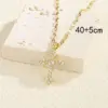 Wholesale Jewelry Simple Style Classic Style Cross 201 Stainless Steel 304 Stainless Steel Brass Zircon 18K Gold Plated Plating Inlay Pendant Necklace Lip Chain