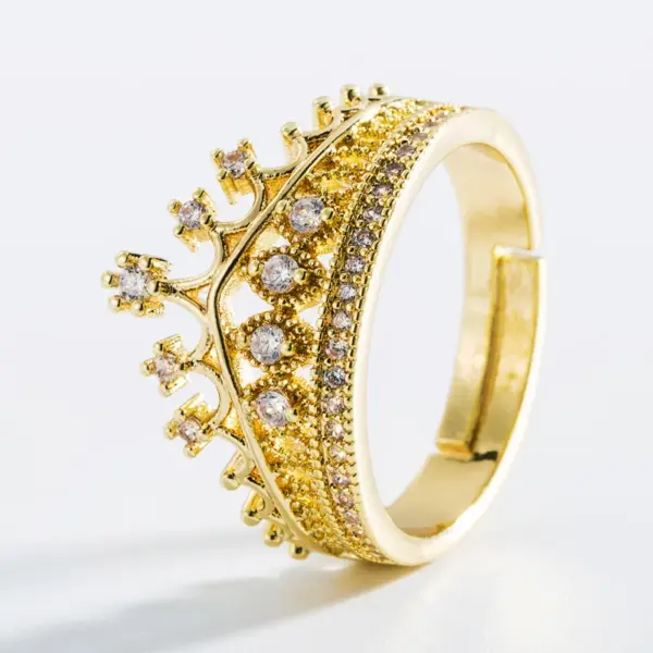 Wholesale Fashion Copper Gold-plated Micro-set Zircon Geometric Ring Simple Trend Ring Accessories