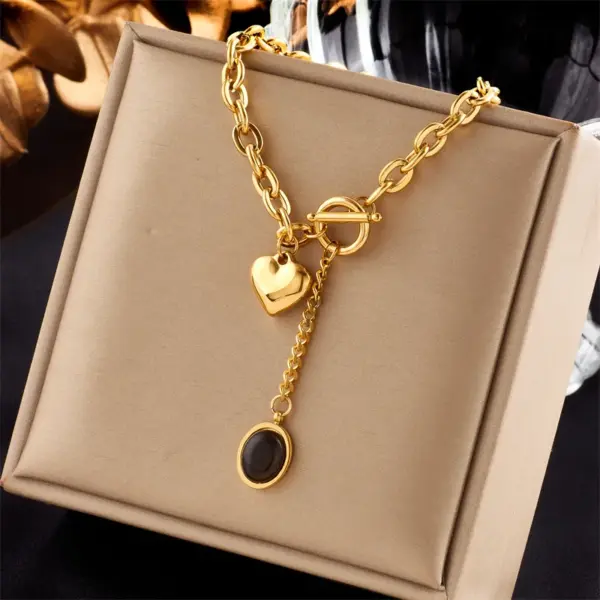 Wholesale PVD Coated 18K Gold Plated Geometric 304 Stainless Steel Fashion Punk Korean Style Waterproof Non Tarnish 304 Stainless Steel Necklace