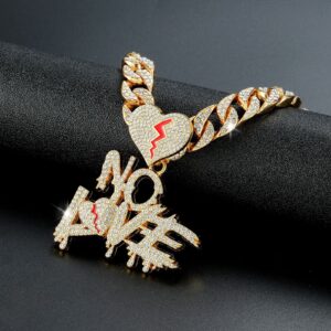 Wholesale Diamond-studded English lettering hip-hop Cuban necklace