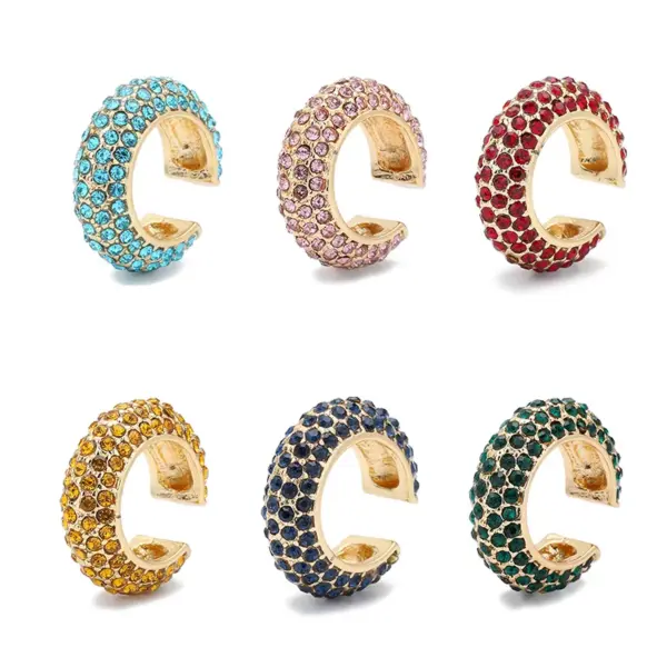 Wholesale 1 Piece Exaggerated Shiny C Shape Inlay Copper Rhinestones Ear Cuffs