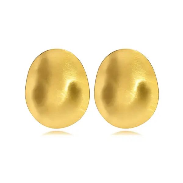 PVD Coated Real Gold Plated 18K Gold Oval 304 Stainless Steel INS Style Waterproof Non Tarnish Ear Studs