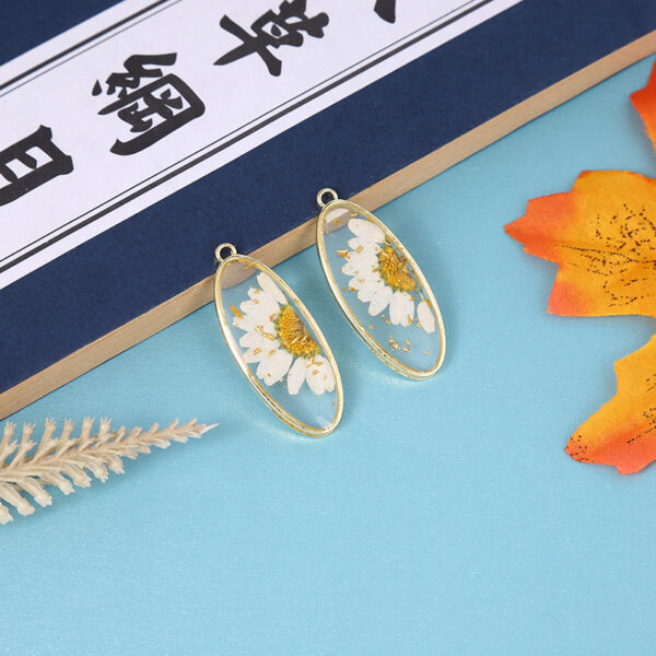 Wholesale Cross Border Oval Water Drops Plant Dried Flower Pendant Leaves Flowers Transparent Resin Handmade DIY Necklace Accessories
