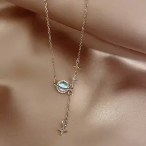 B39 Six-Claw Diamond Silver Necklace-X1016 Silver