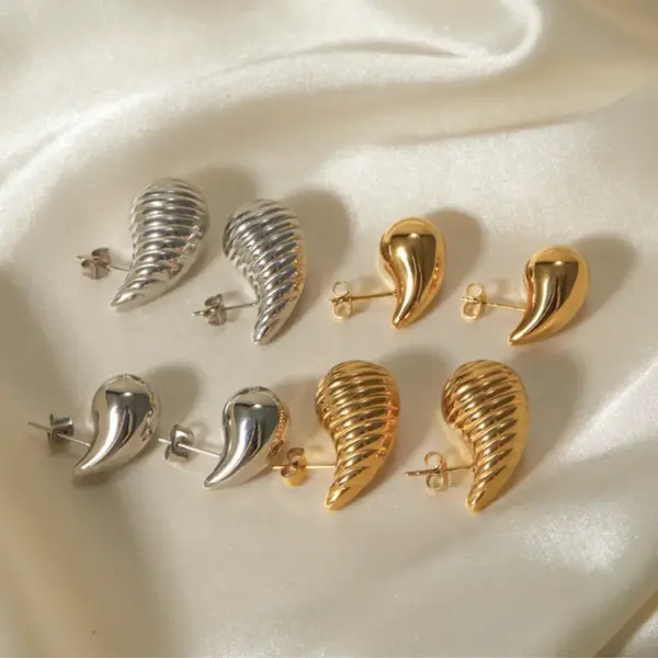 PVD Coated Real Gold Plated Water oplets 316 Stainless Steel IG Style Waterproof Non Tarnish 316 Stainless Steel Ear Studs