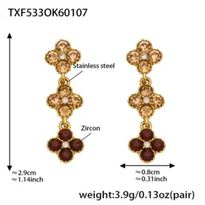 TXF533-Champagne Zircon Earrings
