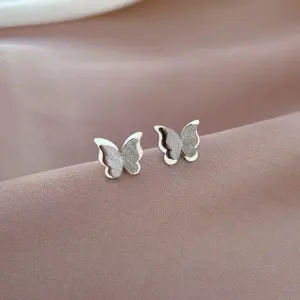 Electroplating Golden Plated Butterfly Titanium Steel Simple Style Ear Studs