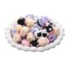 Wholesale New cartoon three-dimensional flower heavy beaded DIY hand-made tide play round beads cream hand-painted beads accessories