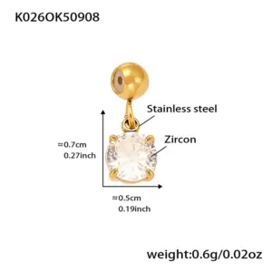 K026-Golden Square Zircon Pendant