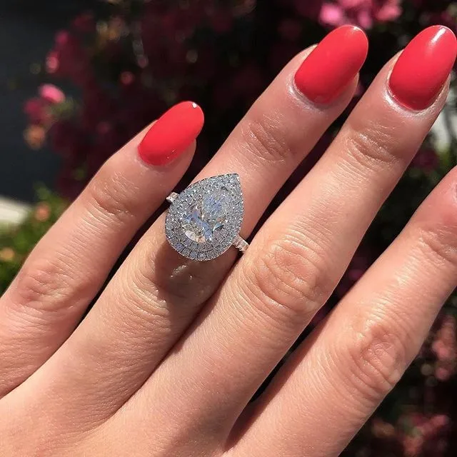 Wholesale Creative New Pear-shaped op-shaped Copper Zircon Ring Women's Jewelry