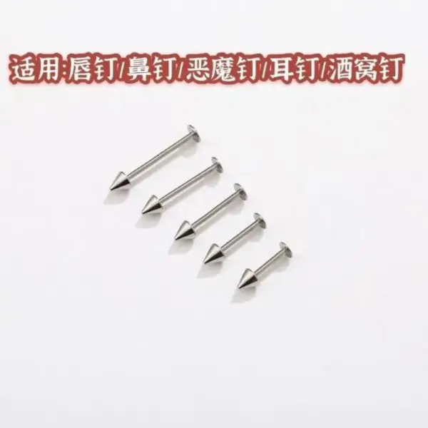 304 Stainless Steel Pointed Cone Lip Stud External Thread Piercing Jewelry Earrings Ear Bone Stud Lip Accessories Fashion Unisex Geometric Pattern