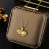 Wholesale PVD Coated Real Gold Plated Shell Stainless Steel Fashion Waterproof Non Tarnish Necklace