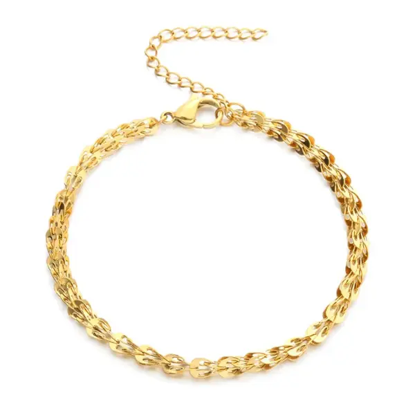 Wholesale PVD Coated 18K Gold Plated Geometric 304 Stainless Steel Waterproof Non Tarnish 304 Stainless Steel Bracelets