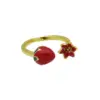 Wholesale Jewelry Cute Lady Cherry Copper 18K Gold Plated Enamel Open Rings
