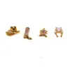 1 Set Cute Heart Shape Inlay Brass Zircon Ear Studs