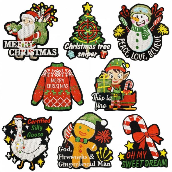 Wholesale Holiday cartoon Santa Claus embroidered fabric patches, in stock, clothing decoration ironing patches, computer embroidery adhesive backing.
