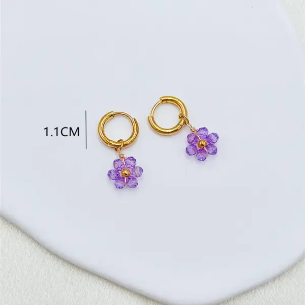 1 Pair Pastoral Flower Inlay 304 Stainless Steel Plastic Stainless Steel Earrings