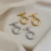 PVD Coated Real Gold Plated 18K Gold Solid Color 201 Stainless Steel Streetwear Waterproof Non Tarnish Earrings