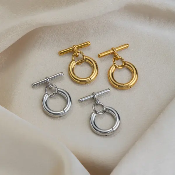 PVD Coated Real Gold Plated 18K Gold Solid Color 201 Stainless Steel Streetwear Waterproof Non Tarnish Earrings