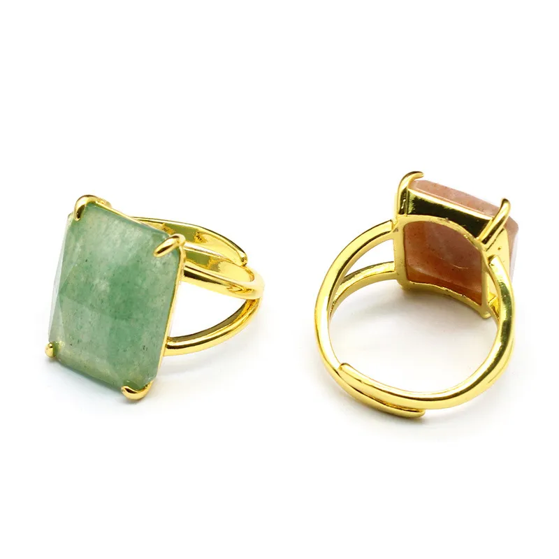 Wholesale Simple Style Classic Style Geometric Natural Stone Open Rings In Bulk